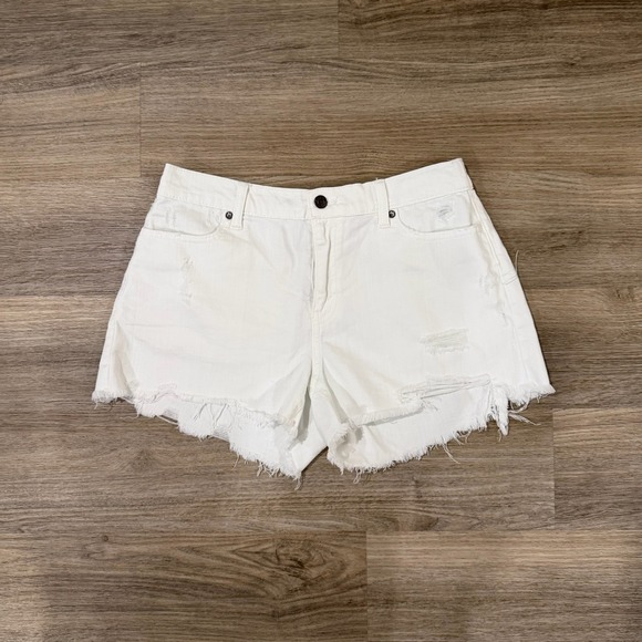 aerie Pants - Aerie Daydreamer Pull On Shorts Womens Medium White Distressed Denim High Rise